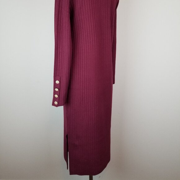 Apricot Burgundy Wine Long Sleeve Knit Sweater Midi Dress Size 10 NEW w/Tags - Picture 7 of 10